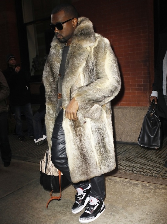 Kanye-West-fur-coat-leather-pants-air-jordan-3-sneakers-21